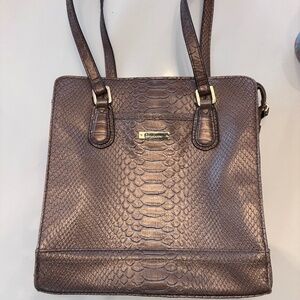 Liz Claiborne rose gold faux snakeskin shoulder bag